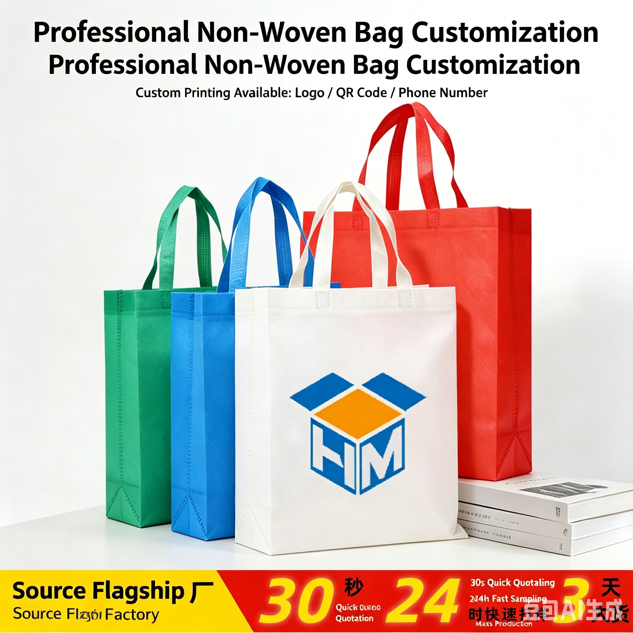 Custom Logo Non-woven Bag – Laminated Eco-friendly Shopping Tote, Promotional Gift for Retail Stores & Events
