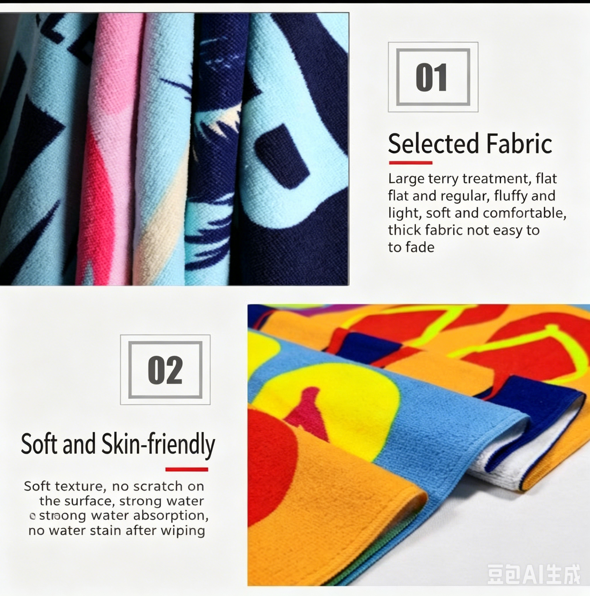 Custom Microfiber Beach Towel – Quick-Dry & Absorbent Bath Towel with Reactive Print, Custom Designs & Samples Available