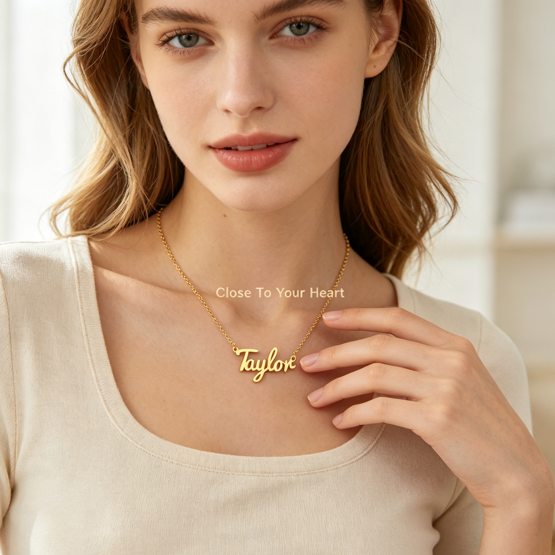 Custom Name Necklace – 18K Gold-Plated Stainless Steel, Personalized Handwritten Script Pendant, Waterproof Jewelry, Ideal Birthday Gift for Her