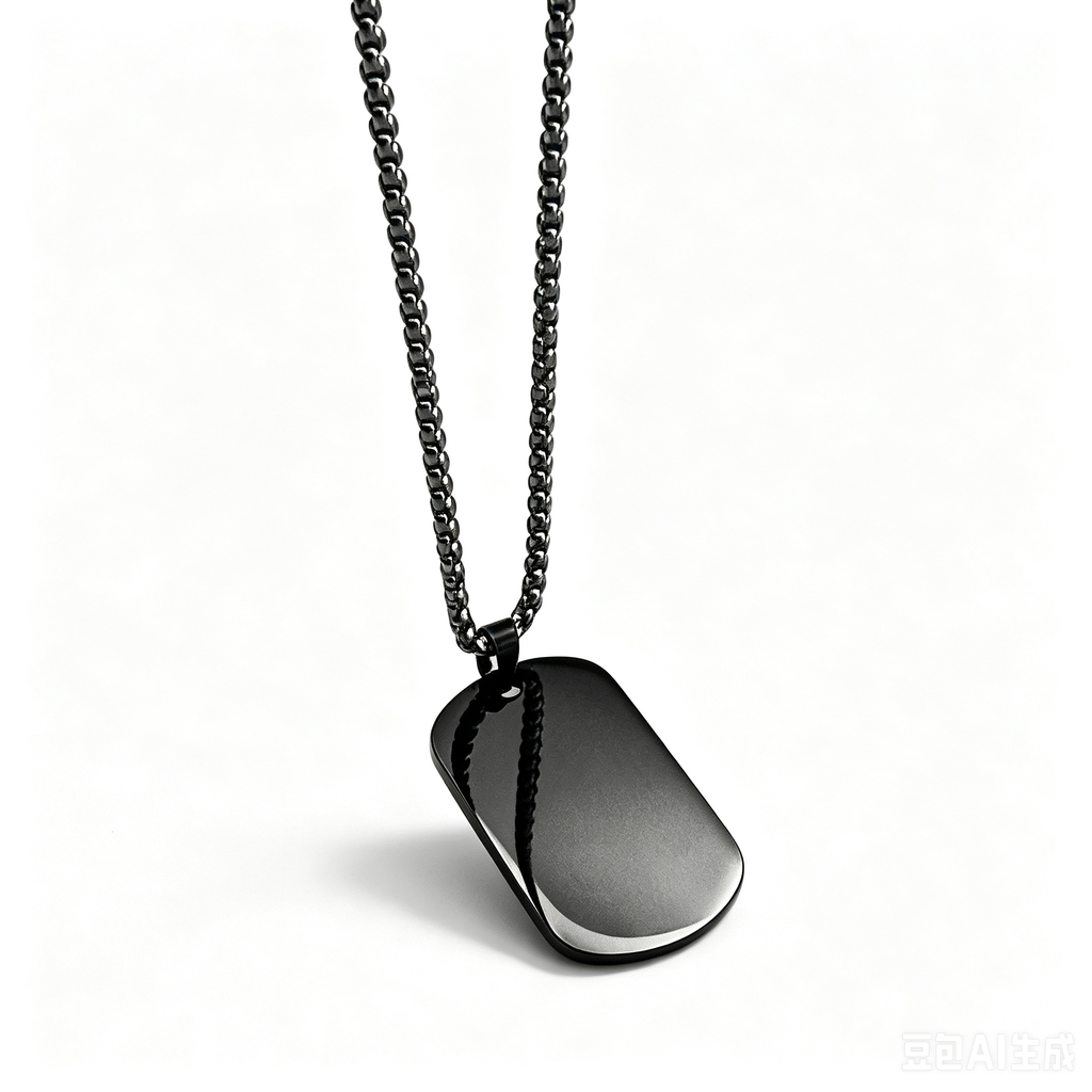 Custom Engraved Double Square Dog Tag Pendant – Titanium Steel Necklace with Matte Gunmetal Box Chain, Layered Style, Ideal Couple Gift for Streetwear