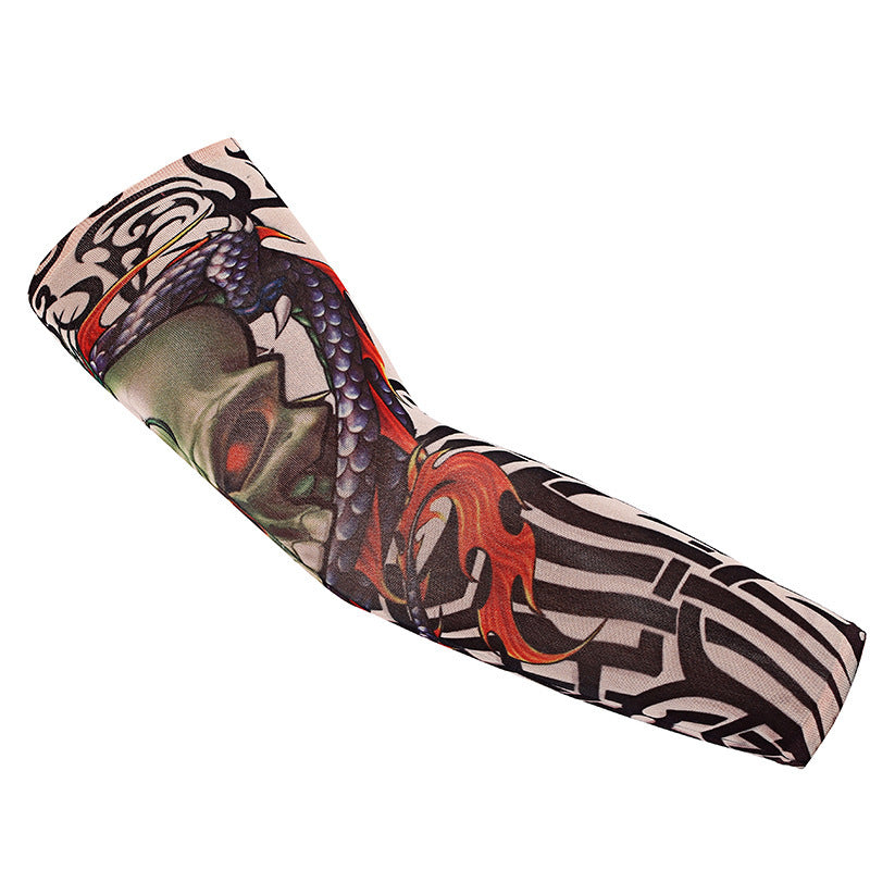 Tattoo Arm Sleeve – Realistic Seamless Dragon Design, High-Stretch Polyester with UV Sun Protection