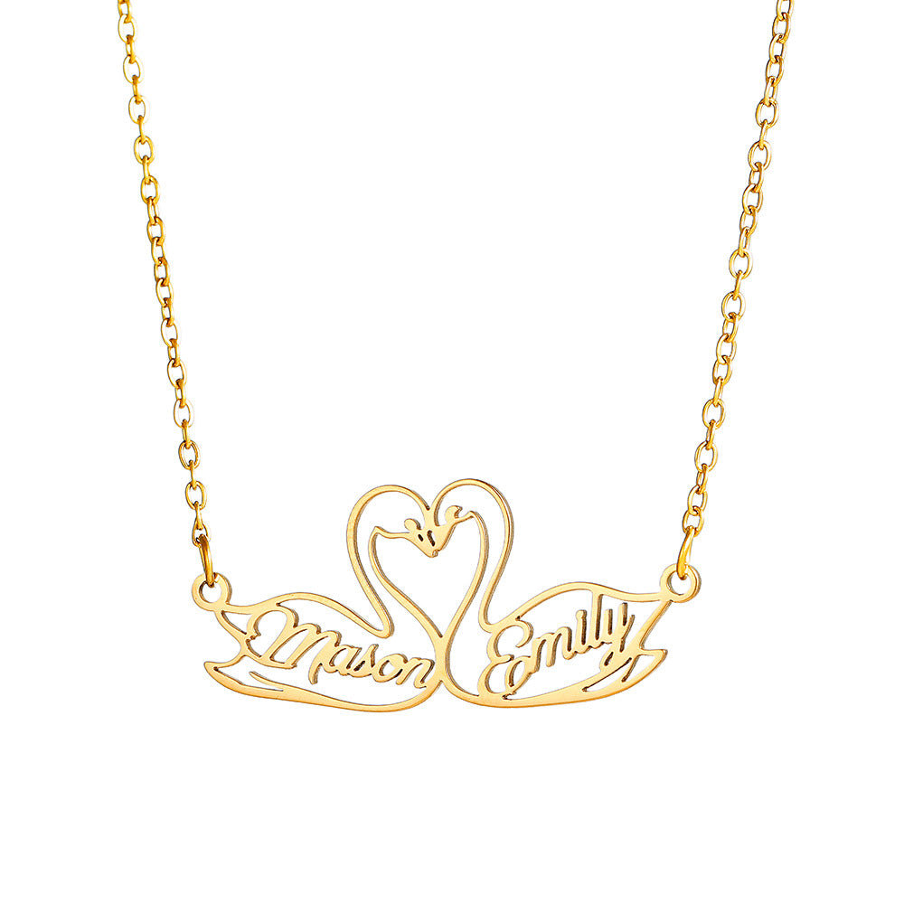Custom Name Necklace – 18K Gold-Plated Stainless Steel, Personalized Handwritten Script Pendant, Waterproof Jewelry, Ideal Birthday Gift for Her