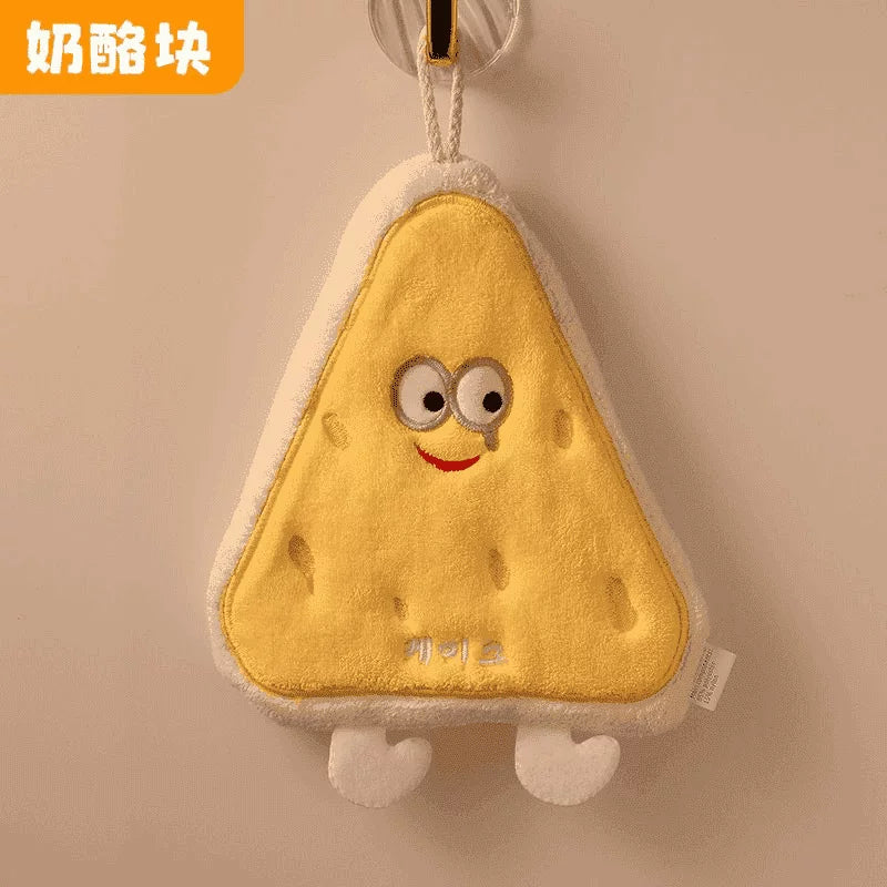Personalized Embroidered Hanging Towel – Coral Fleece Cartoon Flower, Fast-Drying with Custom Logo, Ideal for Home & Restaurant