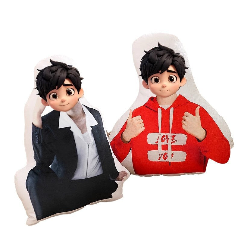 Custom Shaped Photo Pillow – Personalized Plush Cushion with Cartoon Pet Design, Company Logo Available, Great for Home Decor & Gifts