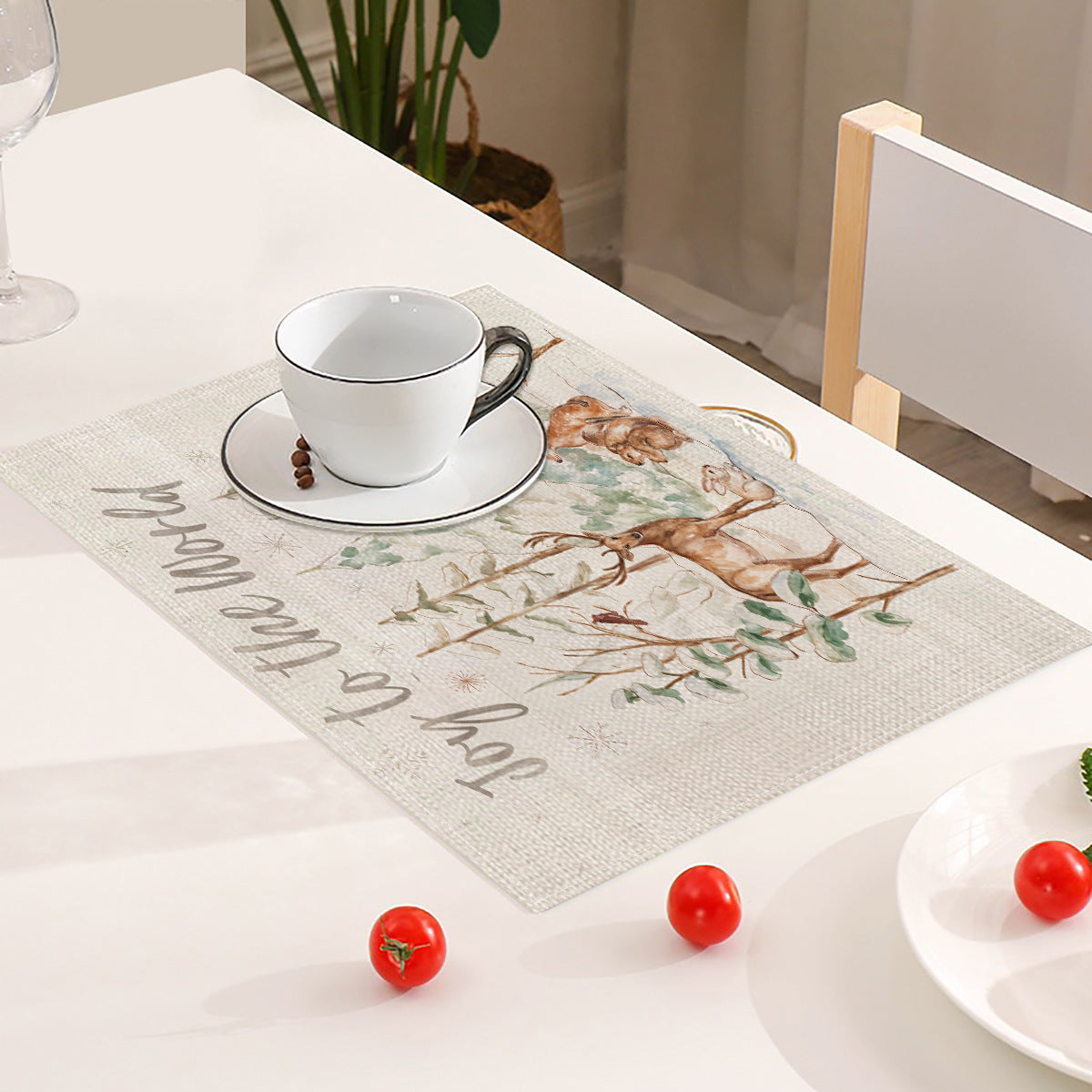 Custom Logo Linen Placemats – Heat-Resistant with Personalized Holiday Print, Ideal for Home & Restaurant Table Decor