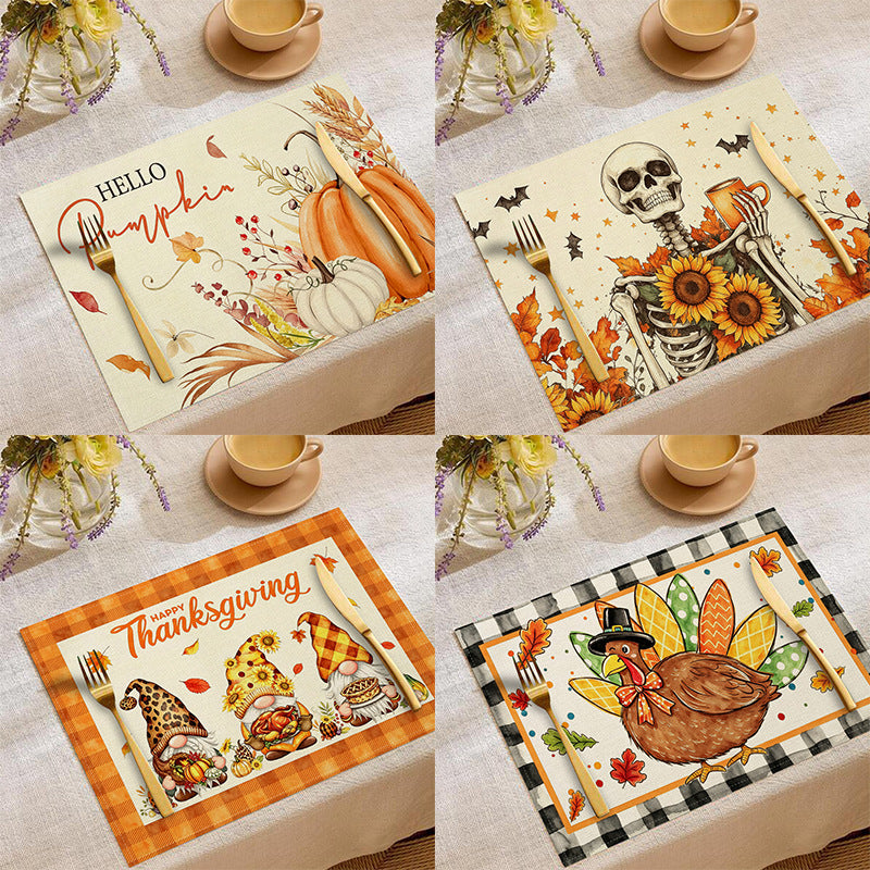 Custom Logo Linen Placemats – Heat-Resistant with Personalized Holiday Print, Ideal for Home & Restaurant Table Decor