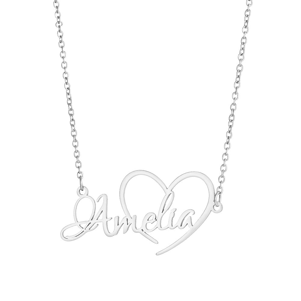 Custom Name Necklace – 18K Gold-Plated Stainless Steel, Personalized Handwritten Script Pendant, Waterproof Jewelry, Ideal Birthday Gift for Her