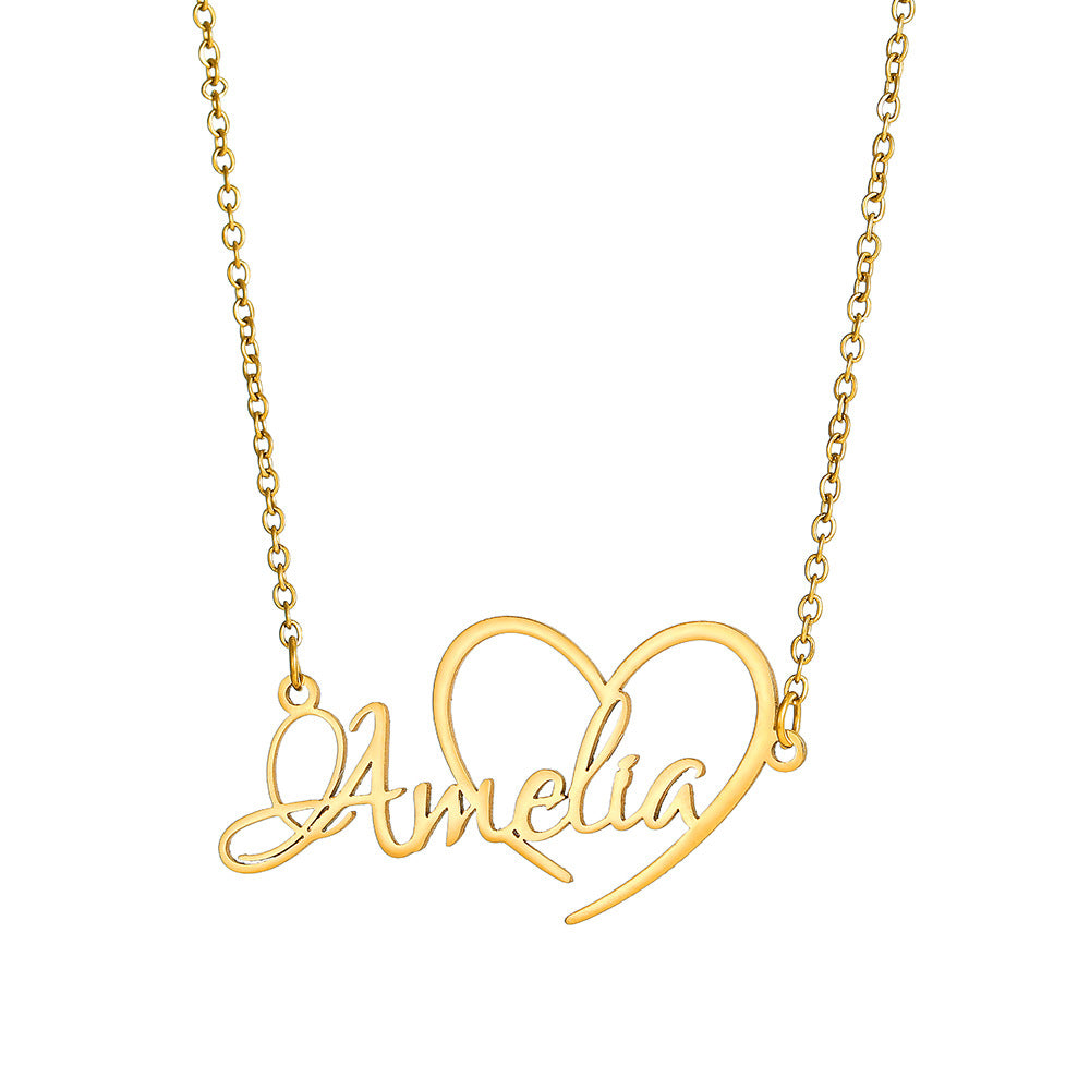 Custom Name Necklace – 18K Gold-Plated Stainless Steel, Personalized Handwritten Script Pendant, Waterproof Jewelry, Ideal Birthday Gift for Her
