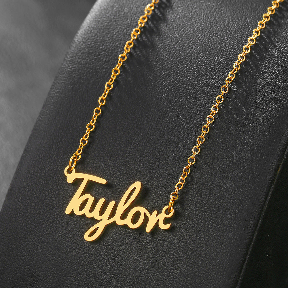Custom Name Necklace – 18K Gold-Plated Stainless Steel, Personalized Handwritten Script Pendant, Waterproof Jewelry, Ideal Birthday Gift for Her