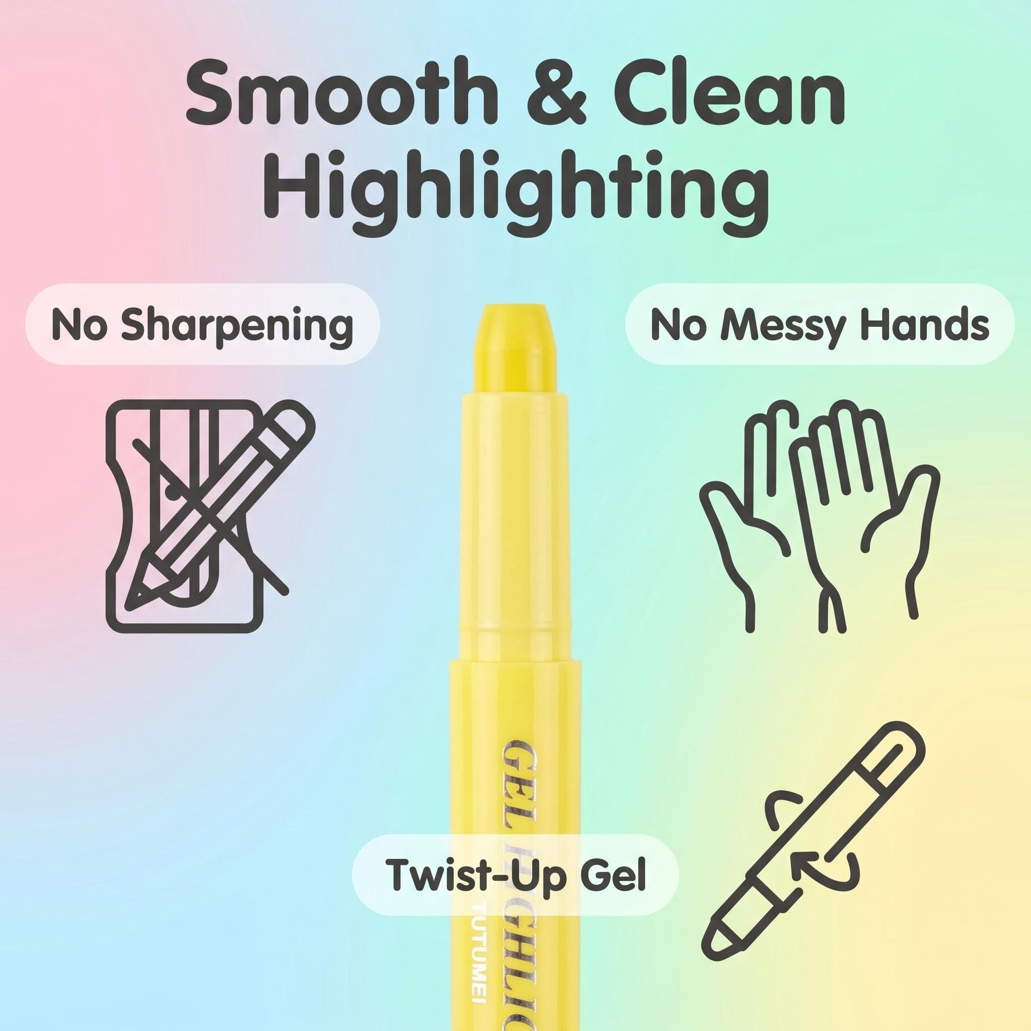 Erasable Gel Highlighter Pen – 12-Color Twist Design, Water-Soluble, Ideal for Drawing, Journaling & Study, Wholesale for Students & Kids